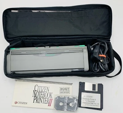 Vtg Citizen Notebook Printer II With Carry Case Spool Manual Data Battery - Image 1 of 4