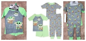 4T Disney Star Wars Mandalorian Pajama Sets 2 Pair 100% Cotton Baby Yoda Green - Picture 1 of 4