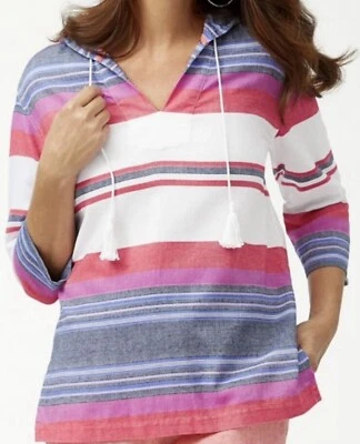 Tommy Bahama Women's Beach Sunset Stripe Hoodie Pull-over Size Medium - Image 1 of 4