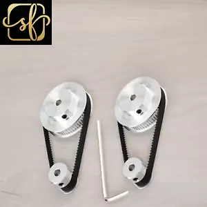 2-teiliges Set GT2 Synchronrad 20&80 Zähne 12 mm Bohrung Aluminium Zahnriemenscheibe mit - Bild 1 von 2