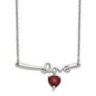 Sterling Silver Rhodium-Plated Heart Garnet Love W/2.25In Ext. 18" Necklace