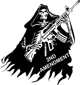 2nd Amendment Skull Grim Reaper Rifle Gun Car Truck Window Vinyl Decal Sticker - Picture 1 of 2