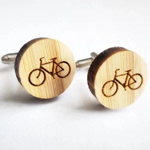 Cufflinks - Bicycle Chain Cufflink Mountain Bike Cycling Gift Road Bike Bamboo - Picture 1 of 4