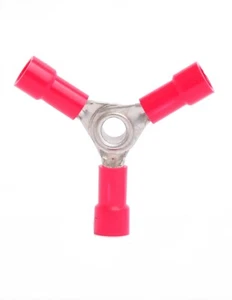 100 3 Way Wye Y Wire Terminal Splice Connectors Red 18-22 AWG Vinyl Insulation - Picture 1 of 1