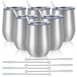 6 Pack Stainless Steel Wine Tumblers, 12Oz Insulated Wine Tumbler, Double Wal... - Picture 1 of 7