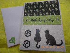 Handgefertigte geliebte Haustier Katze mit Sympathiekarte geprägter Strass mit Stampin Up - Bild 1 von 4