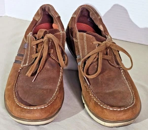 Clark's Unstructured Mens Brown Leather Casual Striped Lace Up Shoes 33626 - Picture 1 of 10