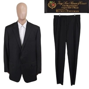 NUEVO Traje Hickey Freeman Loro Piana Tasmania Dos Piezas Gris Rayas 46XL 40 Cintura - Imagen 1 de 20