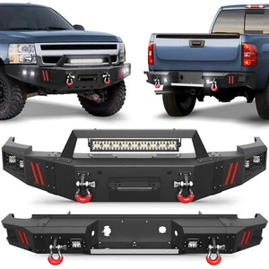 Front or Rear Bumper W/ Winch Plate&LED Light For Chevy Silverado 1500 2007-2013 - Picture 1 of 23