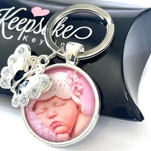 Personalised Photo Butterfly Keyring Chain Christmas Present Gift Box Birthday - Picture 1 of 3