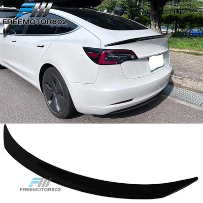Alerón trasero negro brillante estilo 3 V Tesla 17-23 ala pico de pato Foto 1 de 4