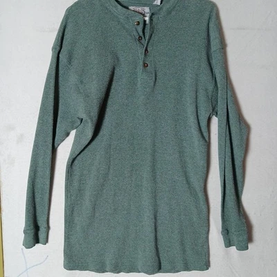 Bugle Boy Long Sleeve Thermal Shirt Mens Size XL Quarter Button  Green - Image 1 of 4