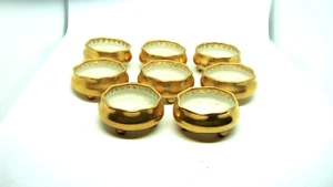 ANTIKES LENOX BELLEEK 8 GOLD PORZELLAN SALZKELLER SET DREI KUGELFÜSSE UM 1889-1906 - Bild 1 von 5
