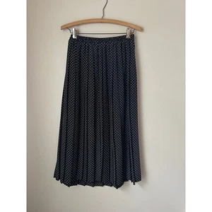 Vintage Leslie Fay Polka Dot Plissee Midi Rock Schwarz Weiß Skandinavischer Stil - Bild 1 von 6