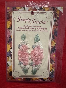 Simply Stitches Handmade 100% Silk Ribbon Embroidery Appliques Flower Bouquet - Picture 1 of 10
