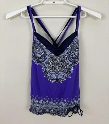 Athleta Tankini Swimsuit Top Womens Small Paisley Print Strappy Swim Bathing Sui - Imagem 1 de 4