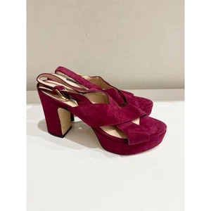 Stuart Weitzman Jerry Damen-Plateausandalen Veloursleder Blockabsatz cranberryfarben US 8,5 - Bild 1 von 7