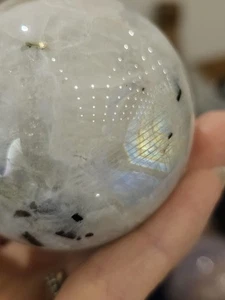 Rainbow moonstone Sphere Tourmaline Blue flash crystal Orb 5.9cm 292g - Picture 1 of 14