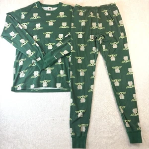 HANNA ANDERSSON Star Wars Grogu Print Long John Pajama Set Green Size Medium - Picture 1 of 12