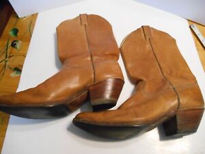 vintage justin western texas cowboy boots 12d sold by to boot 14" high leather