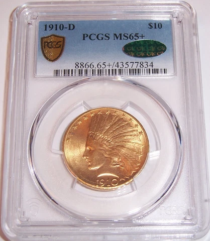 1910-D $10 Denver Extra GEM Indian Eagle PCGS MS65+ Plus CAC!!! Cover