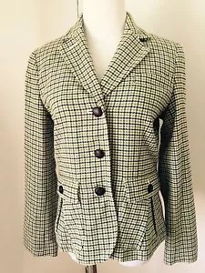 Talbots tweed plaid wool jacket blazer Leather Buttons Riding equestrian 4 NWT - Picture 1 of 8