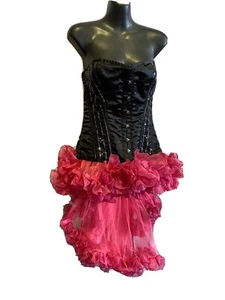 Burlesque Saloon Girl Black / Pink Sz 14 - Picture 1 of 11