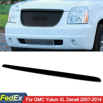 For GMC Yukon/Yukon XL Denali 2007-13 Gloss Black Front Bumper Hood Molding Trim - Image 1 of 4