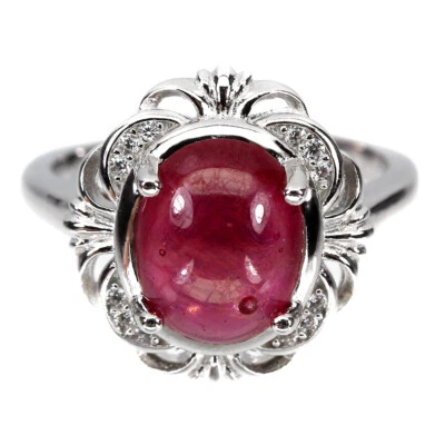 Anillo de plata de ley 925 rubí ovalado 10x8 mm joyas de piedras preciosas naturales Foto 1 de 4