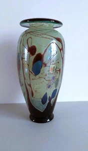 BIOT- Robert PIERINI Vase en verre teinté , décor abstrait - Imagen 1 de 10