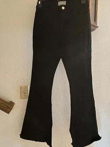 Jeans Flare Leg Back Pockets Natural Waist Bootcut Bell Bottoms Pants Juniors - Picture 1 of 8