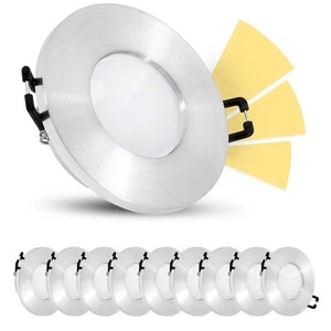 10er Set fourSTEP Einbauleuchten Bad IP65 warmweiß LED GU10 5W 230V Alu rund - Bild 1 von 9