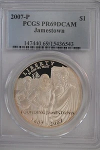2007 P Jamestown $1 Silver 400th Anniversary coin-PCGS PR69 DCAM - Picture 1 of 2