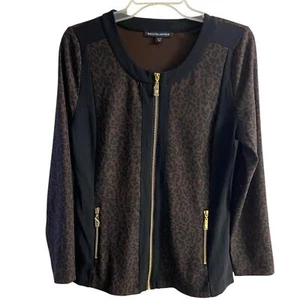 Boston Proper blazer leopard print zip up front Medium NWOT - Picture 1 of 7