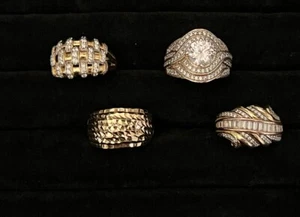 Lot of 4 Rings Sterling Silver 925 gold overlay vermeil w/ Cubic zirconia 7.25 - Picture 1 of 20
