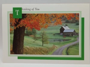 1993 Apple Pie Greeting Card Thinking Of you, Roadway Autumn Farm House - Picture 1 of 3