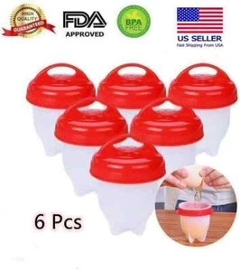 6Pcs Silicone Egg Cooker Hard Boiled Non Stick Without the Shell as seen on TV - Picture 1 of 9