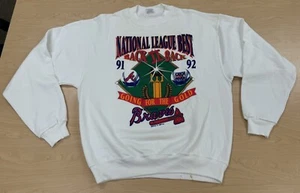 Sudadera de Colección Años 90 Atlanta Braves MLB 1992 Hanes Active Pullover Cuello Redondo XL - Imagen 1 de 13