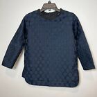 Madewell Womens Mood Polka Dot Pullover Blouse Navy Blue XS High Low Long Sleeve