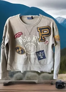 POLO RALPH LAUREN Vintage College Sweatshirt Very Rare Vtg Original - Picture 1 of 6