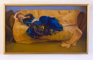 Original Framed Oil Painting Female Girl artwork woman sleeping dancer costume - Picture 1 of 4