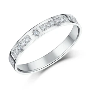 Ladies 3mm White Gold 18ct Diamond Half Eternity Ring Sizes H-T UK Hallmark- 750 - Picture 1 of 3