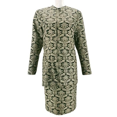 Vintage Brocade Metallic Gold Black Custom Made Skirt Jacket Set Medium? - Image 1 of 4