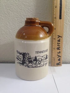 Vtg Tennessee mini Ceramic Crock Whiskey Jug Coin Bank Moonshine TN - Picture 1 of 5