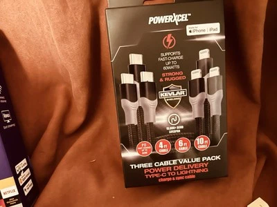 3 Pack USB-C Cable Fast Charger Cord for iPhone, iPad - 4 ft, 6 ft, 10 ft - Image 1 of 2