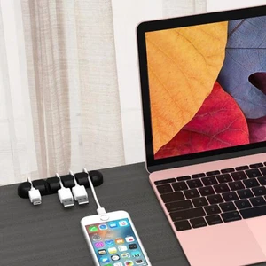 Cable Manager Desktop Data Storage Holder Silicone Organizer Winder - Afbeelding 1 van 11