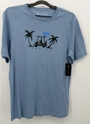 Travis Mathew Graphic T Shirt Men Size Medium Blue Golf Cart Everglades NWT - Image 1 of 4