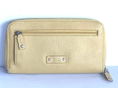 Pre-Owned Fossil Yellow Leather Zip Around Wallet Card Holder 8” X 4 1/2” - Image 1 of 4