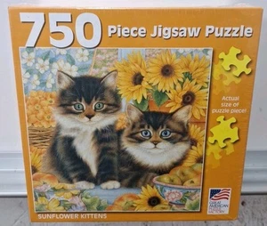 Sunflower Kittens Anne Mortimer 750 pc 22" X 22" Great American Puzzle New Seal - Picture 1 of 6