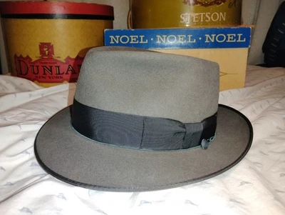 Portis 7 1/4 Fedora Swan Down Acabado Gris Azul Whippit Años 50 Foto 1 de 4